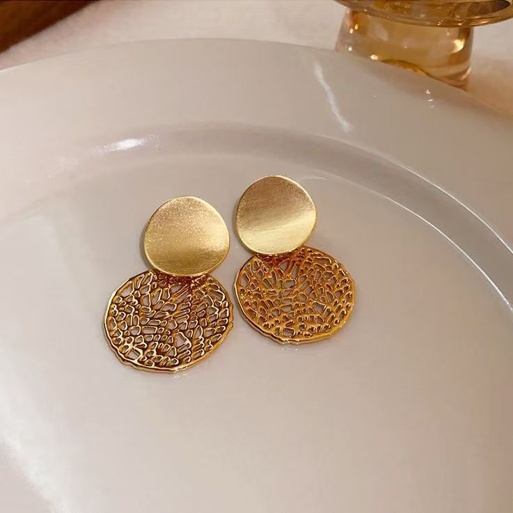 Disc Drop Earring Double