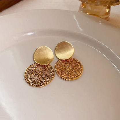 Disc Drop Earring Double