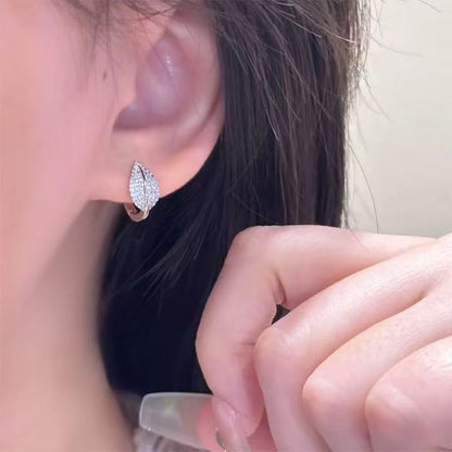 Rhinestone Stud Leaf Earring