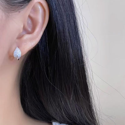 Rhinestone Stud Leaf Earring