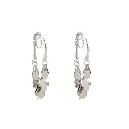 Dangle Earring Disc Fringed Alloy