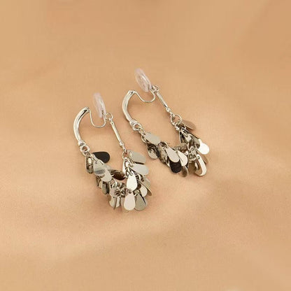 Dangle Earring Disc Fringed Alloy