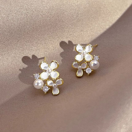 Ear Earring Floral Cuff Pearl Alloy / Stud Faux