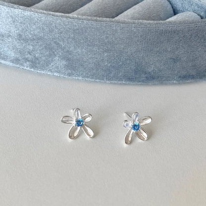 Rhinestone Stud Floral Earring Alloy