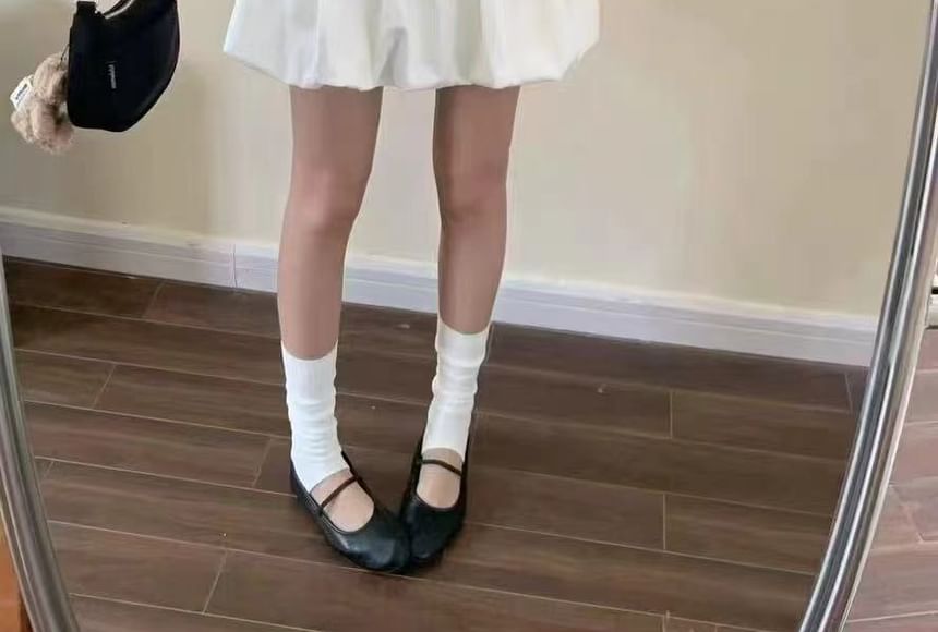 Bubble Hem + Plain High Belt A-Line Mini Set: Skirt Rise