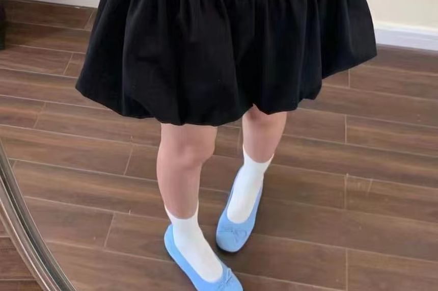 Bubble Hem + Plain High Belt A-Line Mini Set: Skirt Rise
