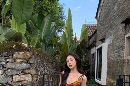 Long Asymmetrical Top Dye Camisole Tie