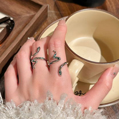 Rhinestone Snake Open Ring