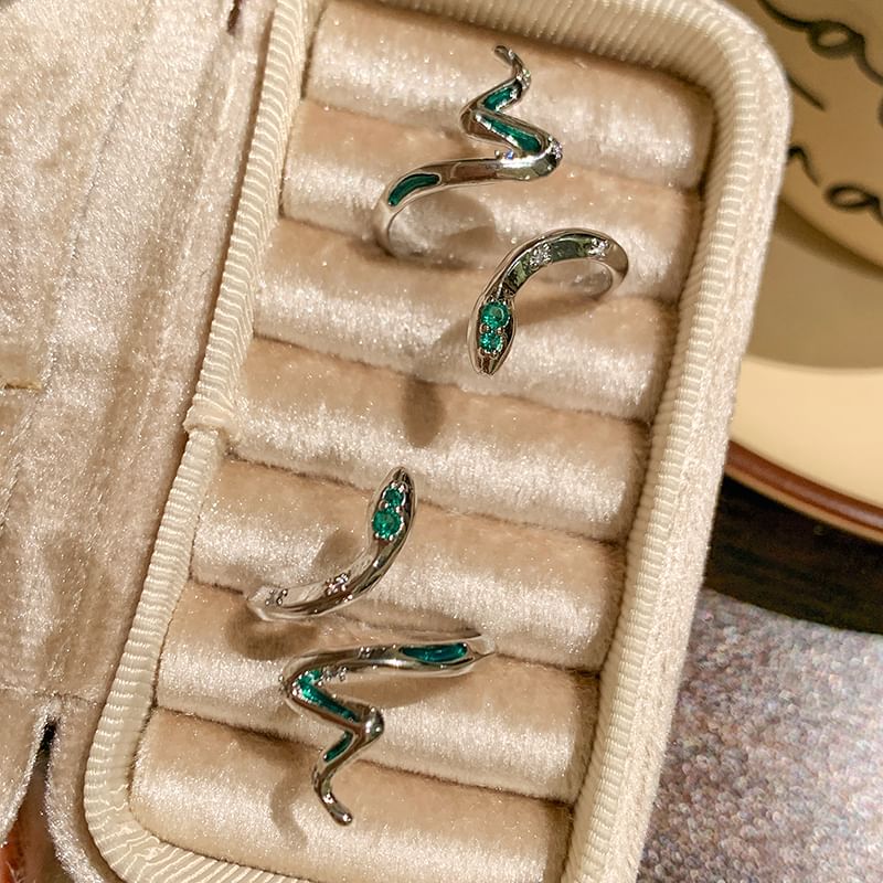 Rhinestone Snake Open Ring