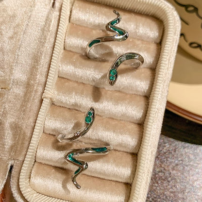 Rhinestone Snake Open Ring