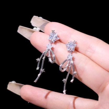 Bow Star Rhinestone Alloy Earring Drop