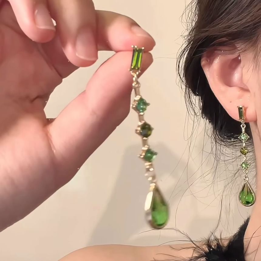 Alloy Dangle Faux Droplet Earring Crystal