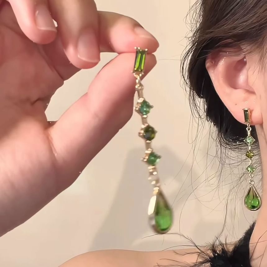 Alloy Dangle Faux Droplet Earring Crystal