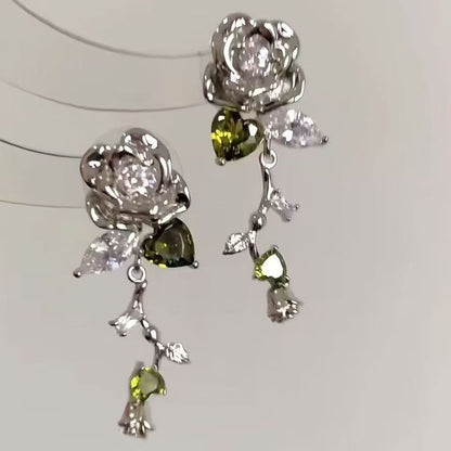 Earring Rhinestone Alloy Dangle Floral