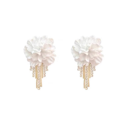 Fringed Alloy Floral Rhinestone Earring