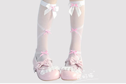 Bow High Knee Sheer Socks