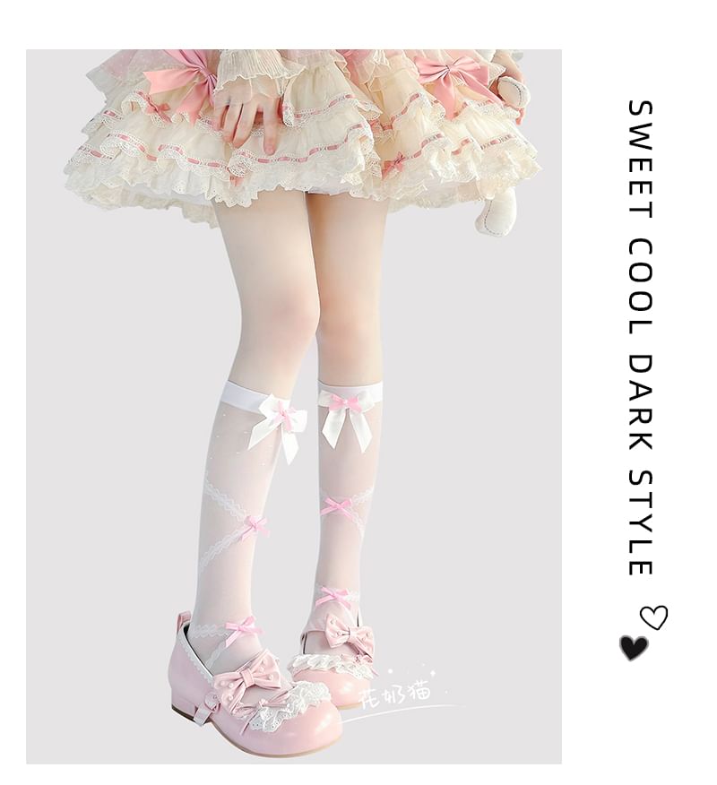 Bow High Knee Sheer Socks