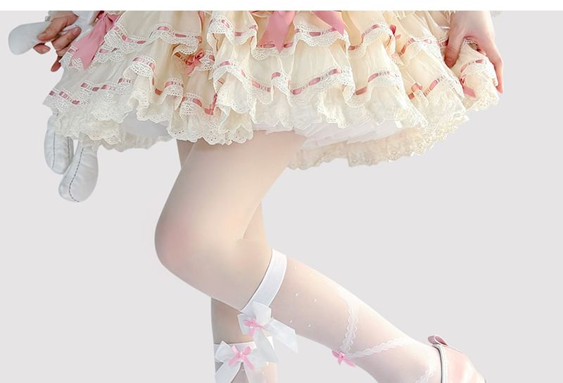 Bow High Knee Sheer Socks