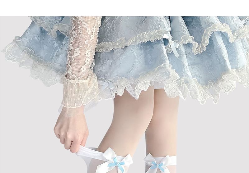 Bow High Knee Sheer Socks