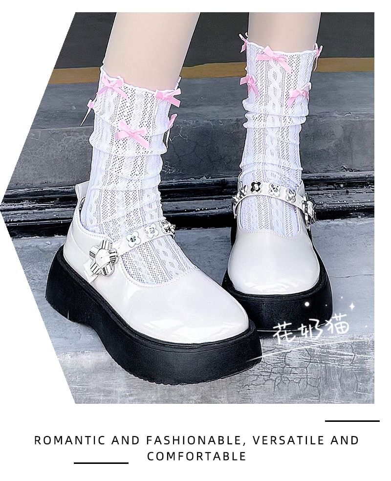 Plain Bow Short Socks