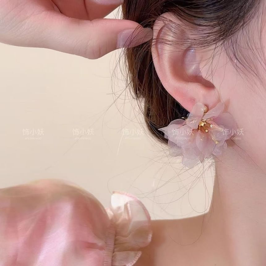 Drop Petal Earring Alloy Organza
