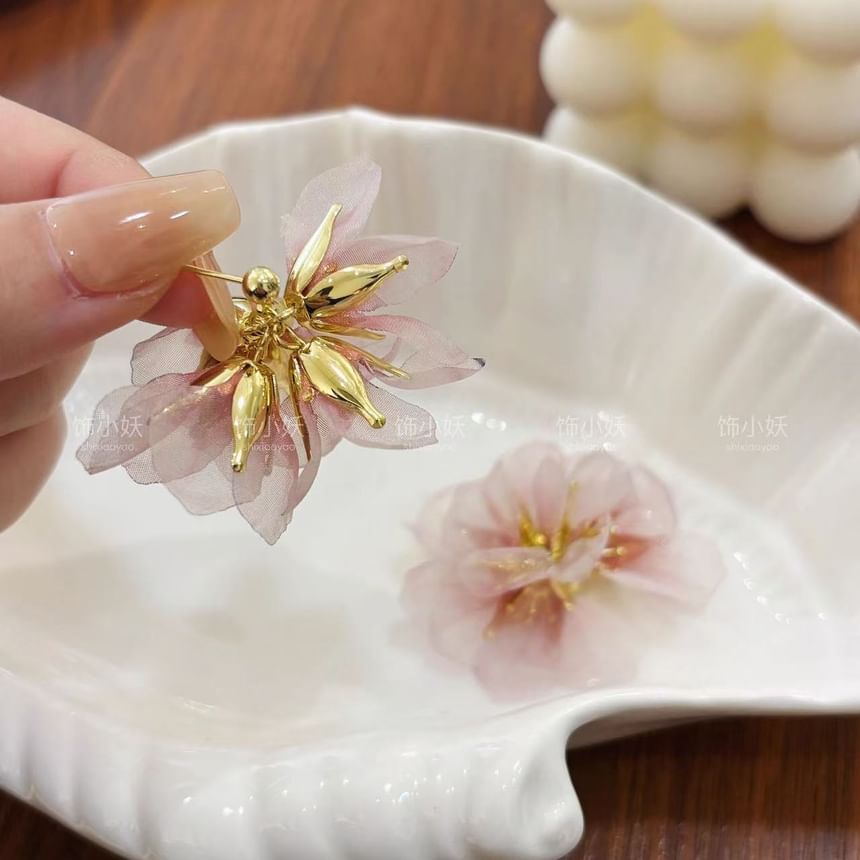 Drop Petal Earring Alloy Organza