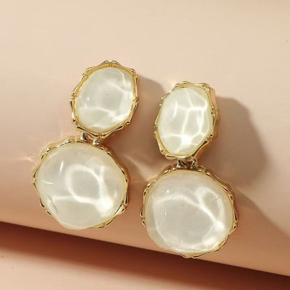 Alloy Drop Ripple Asymmetrical Earring