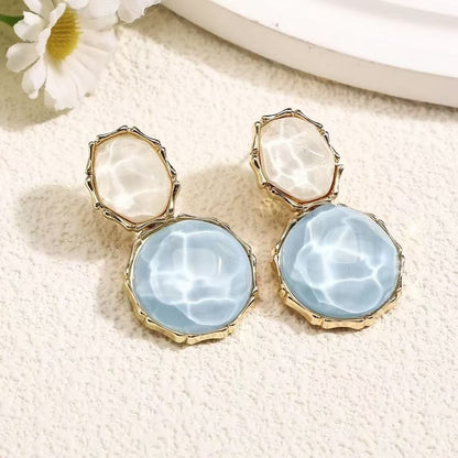 Alloy Drop Ripple Asymmetrical Earring