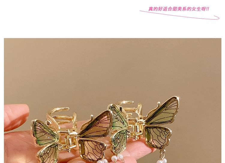 Pearl Claw Faux Hair Butterfly Fringed