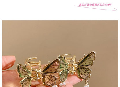 Pearl Claw Faux Hair Butterfly Fringed