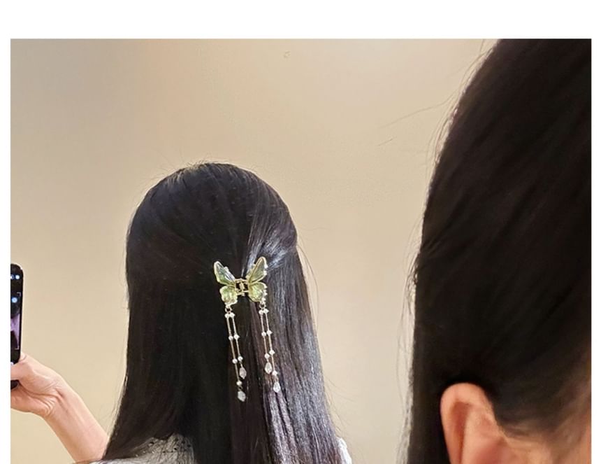 Pearl Claw Faux Hair Butterfly Fringed
