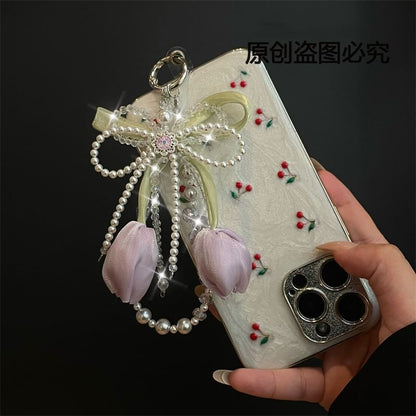 with Faux Pad Lanyard Pearl Phone