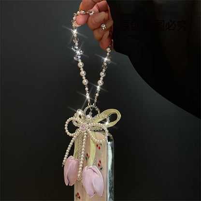 with Faux Pad Lanyard Pearl Phone