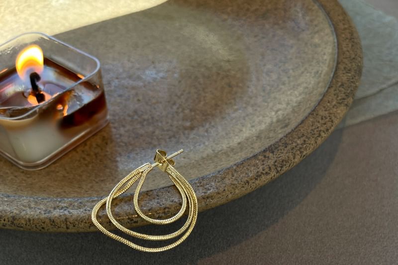 925 Layered Silver Hoop Sterling Earring
