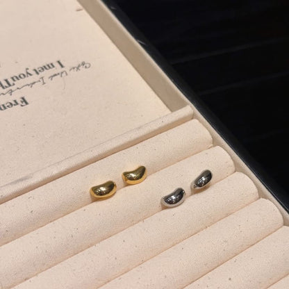 925 Silver Sterling Stud Earring Bean