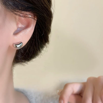 925 Silver Sterling Stud Earring Bean