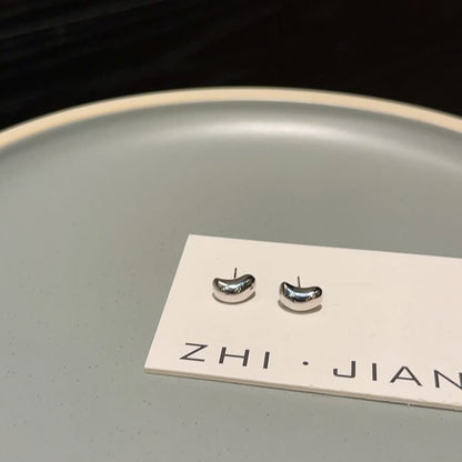 925 Silver Sterling Stud Earring Bean