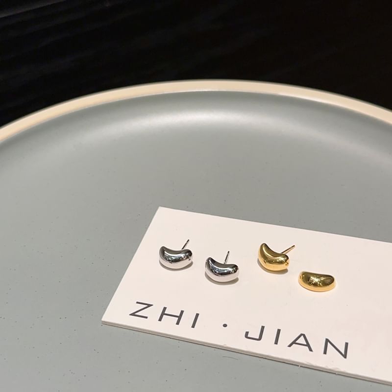925 Silver Sterling Stud Earring Bean