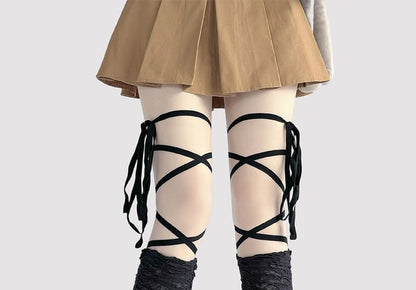 Leg Print Tiger Warmers Lace-Up Ruffle