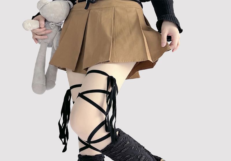 Leg Print Tiger Warmers Lace-Up Ruffle