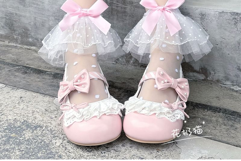 Mesh Socks Ruffle Dotted