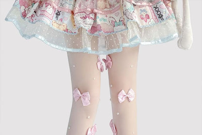 Transparente Strumpfhose mit Schleife