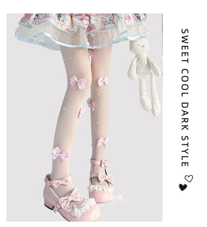 Transparente Strumpfhose mit Schleife