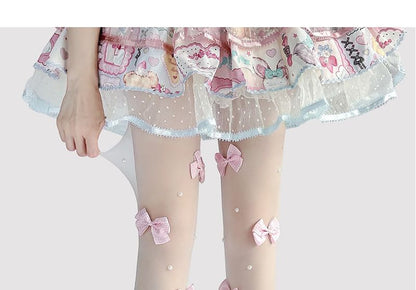 Transparente Strumpfhose mit Schleife