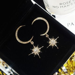 and Earring Moon Rhinestone Star Drop