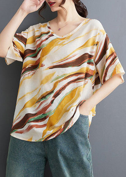 Loose Print Summer Red Shirt Neck T V