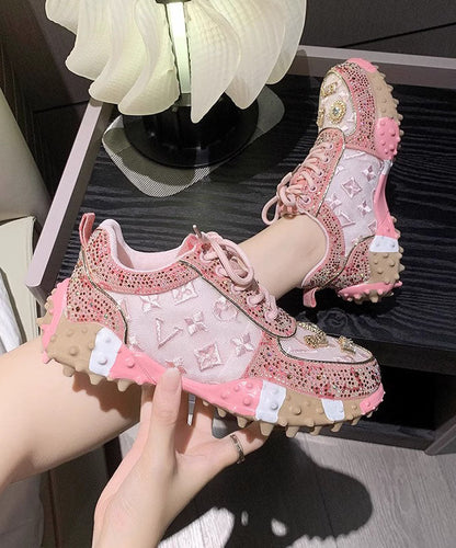 Mesh Schuhe Atmungsaktiv Up Neue Rosa Spitze Zirkon Sport