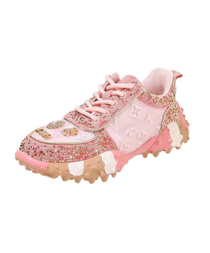Mesh Schuhe Atmungsaktiv Up Neue Rosa Spitze Zirkon Sport