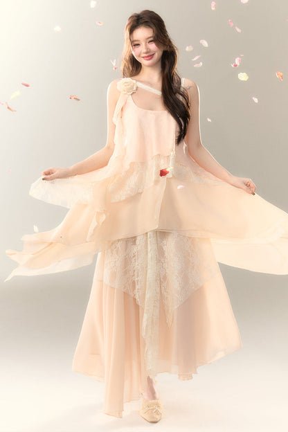 Roselle Irregular Dress Long Multi-Layered Heavy Skirt