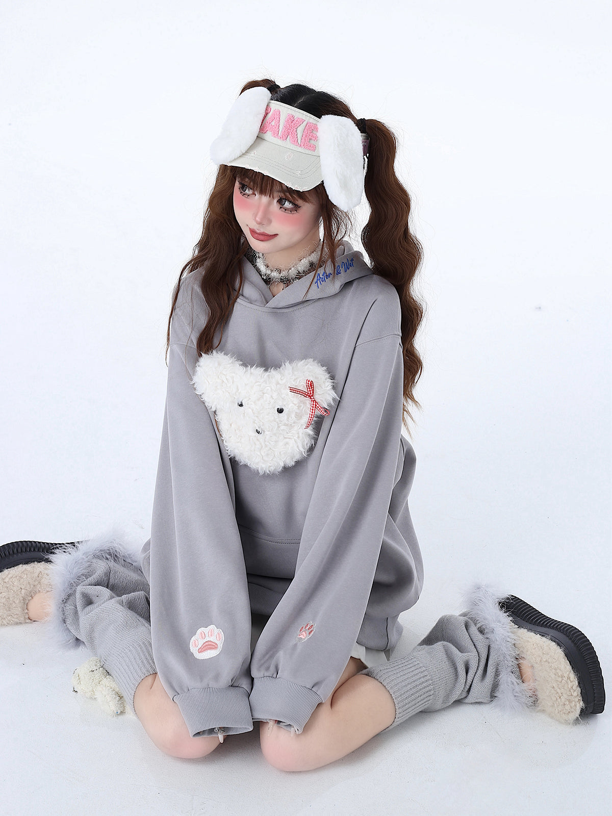 Sweat à capuche couleur pastel lapin Morabito Loose